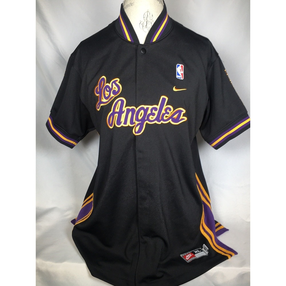 Los Angeles Lakers NIKE Retro Rewind Black Warm Up Jersey Kobe Shaq Women's XL